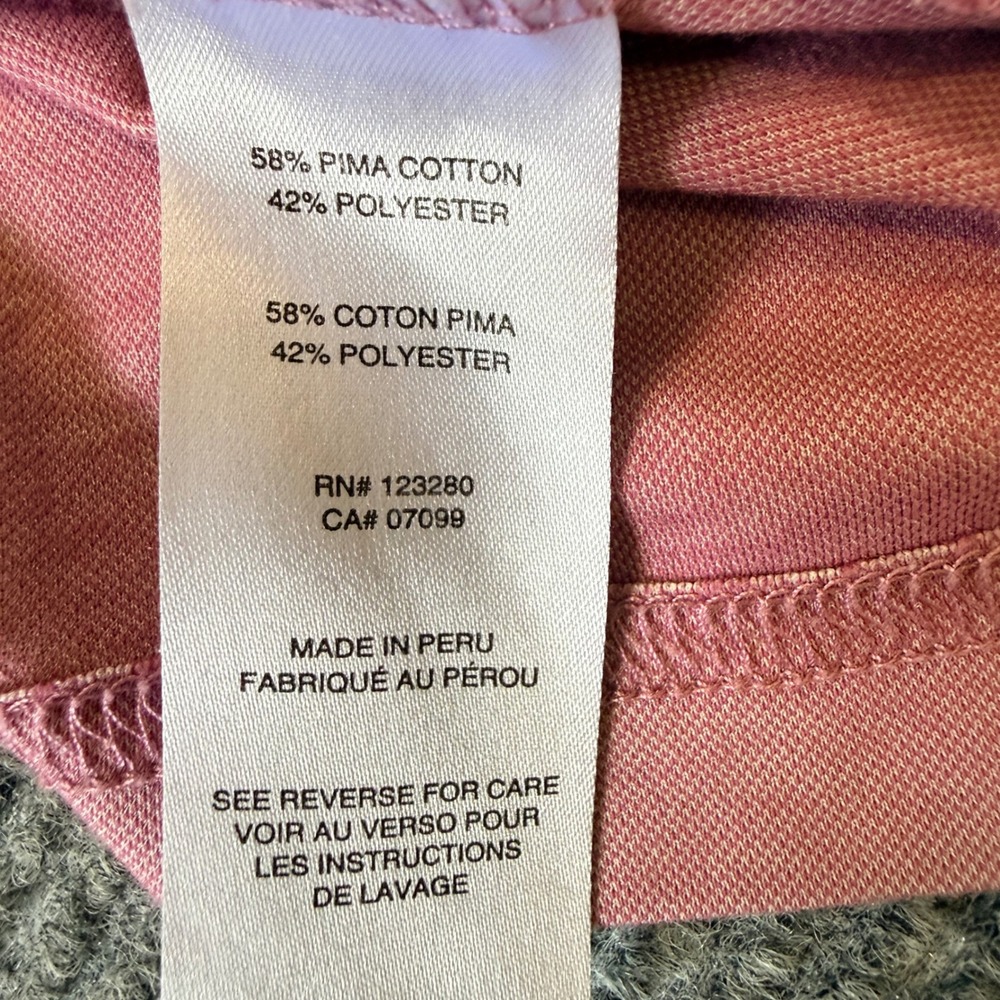 TravisMathew Mens Pink Chest Stripe Golf Polo Shirt Wild Dunes Medium - Picture 10 of 11